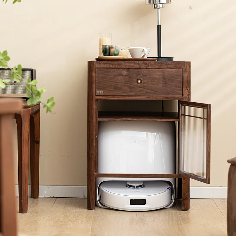 Sweeper Robot Shelf Walnut Sofa Side Cabinet Adapted Narwal significant other Keworth sweep drag small storage cabinet