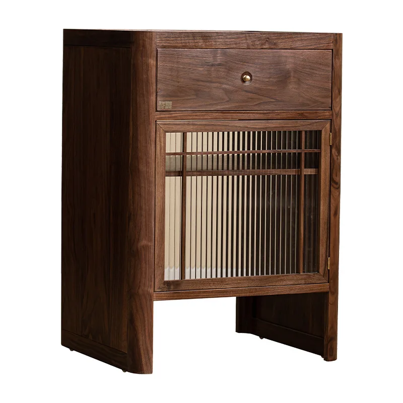 Sweeper Robot Shelf Walnut Sofa Side Cabinet Adapted Narwal significant other Keworth sweep drag small storage cabinet