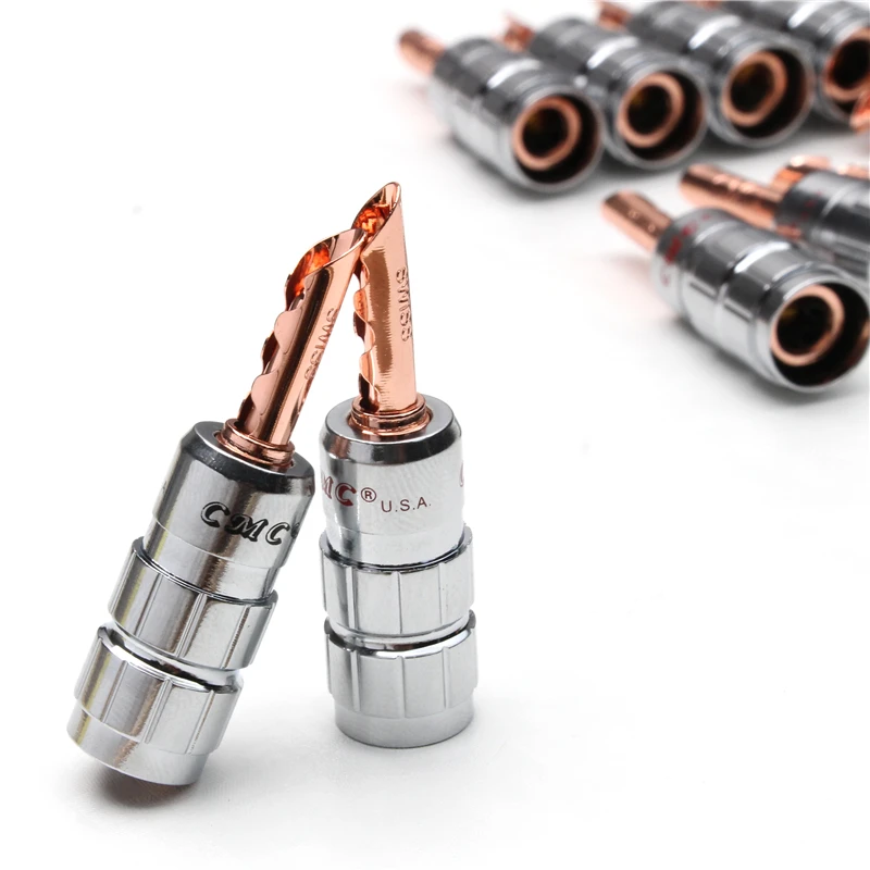 4/8/16pcs CMC 24K Gold Plated Copper BFA 4mm Banana Plug Male Speaker Connectors Speaker Banana Plugs Connector No soldering