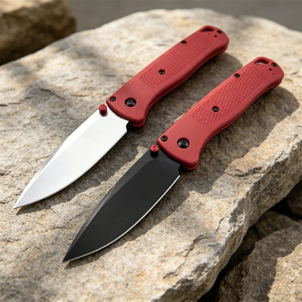 New Red Nylon Fiber Handle BM 535 Pocket Folding Knife D2 Blade Jungle Camping Hunting Cutting Survival Self-defense EDC Tools
