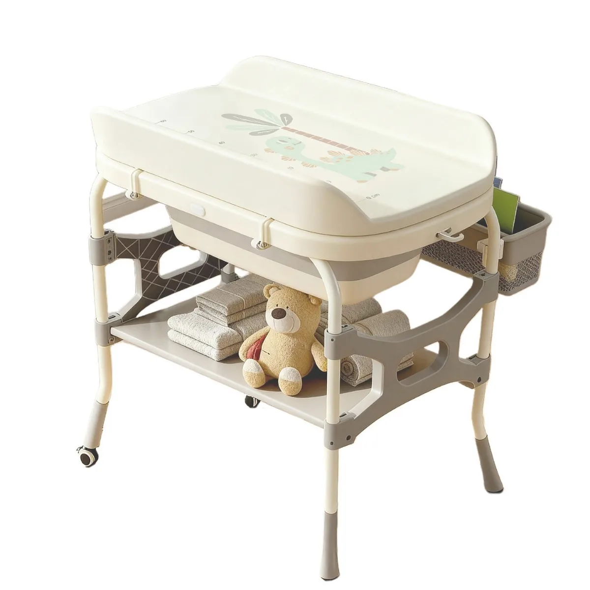Babyfond 3-in-1 Diaper Table Baby Care Table Newborn Changing Table Massage Touch Baby Multifunctional Foldable