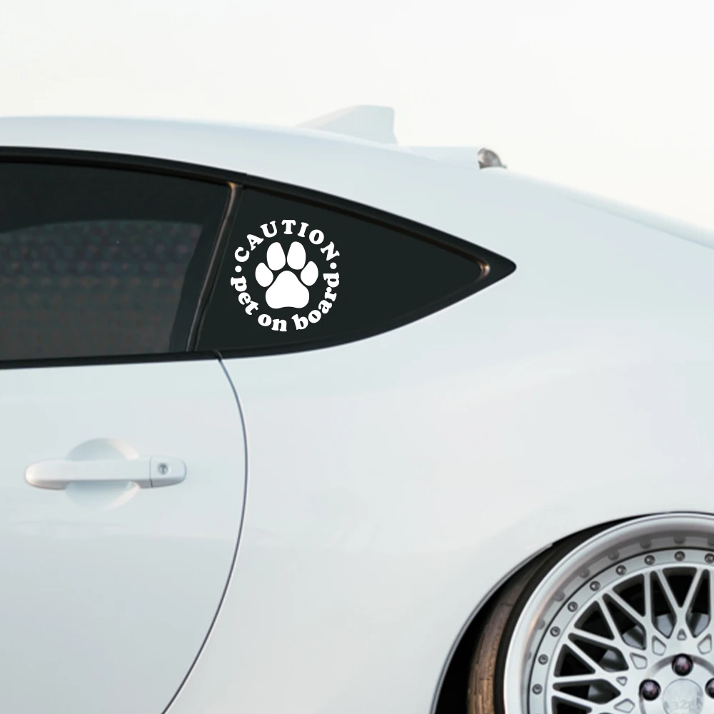 Colorful Paw Print Caution Pet On Board Waterproof Vinyl Car Sticker Safety Reminder Decal for Rear Window Bumper Decor