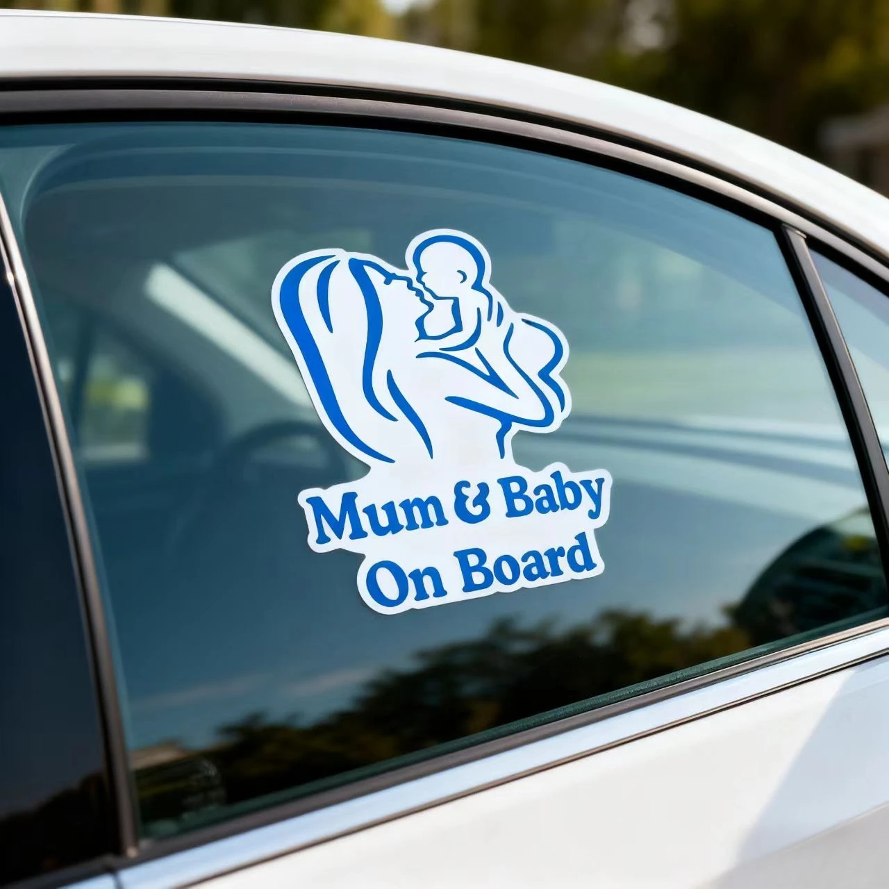 Waterproof Vinyl Mum Baby On Board Car Sticker Warm Mother Baby Pattern Safety Warning Decal For Car Rear Window Decor