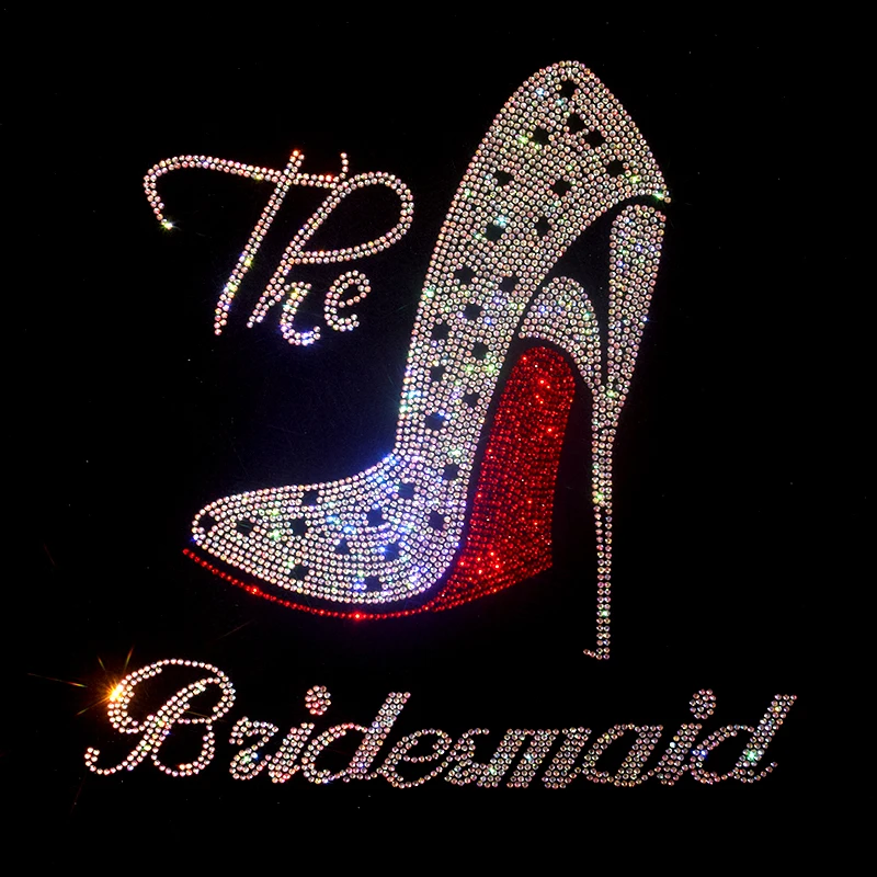 Hot Selling High Heels, Diamond Drawings, Short Sleeves Women's T-Shirts, Nail Beads, Hot Drill, Diamond Printing, Leisure Lady