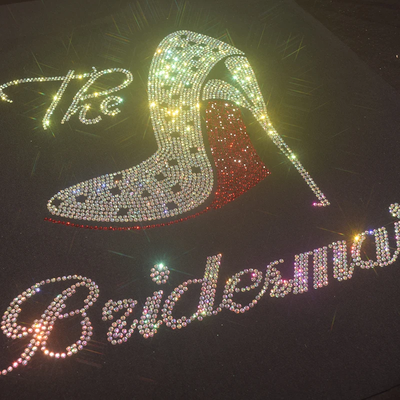 Hot Selling High Heels, Diamond Drawings, Short Sleeves Women's T-Shirts, Nail Beads, Hot Drill, Diamond Printing, Leisure Lady