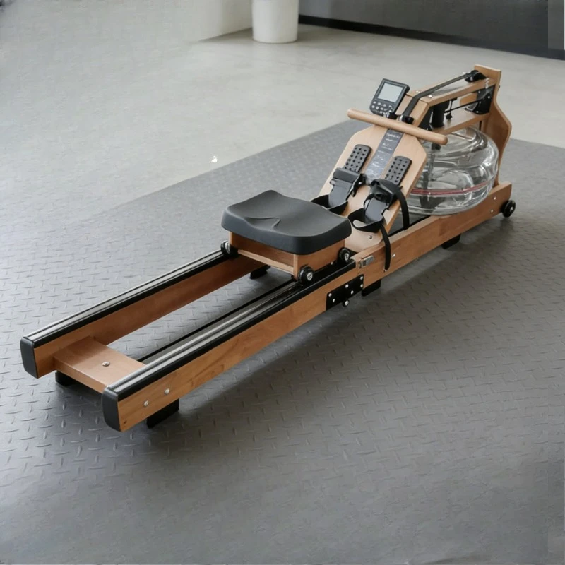 Wind resistance rowing machine Household indoor silent fitness equipment Wooden foldable thickened pedal water resistance rowing