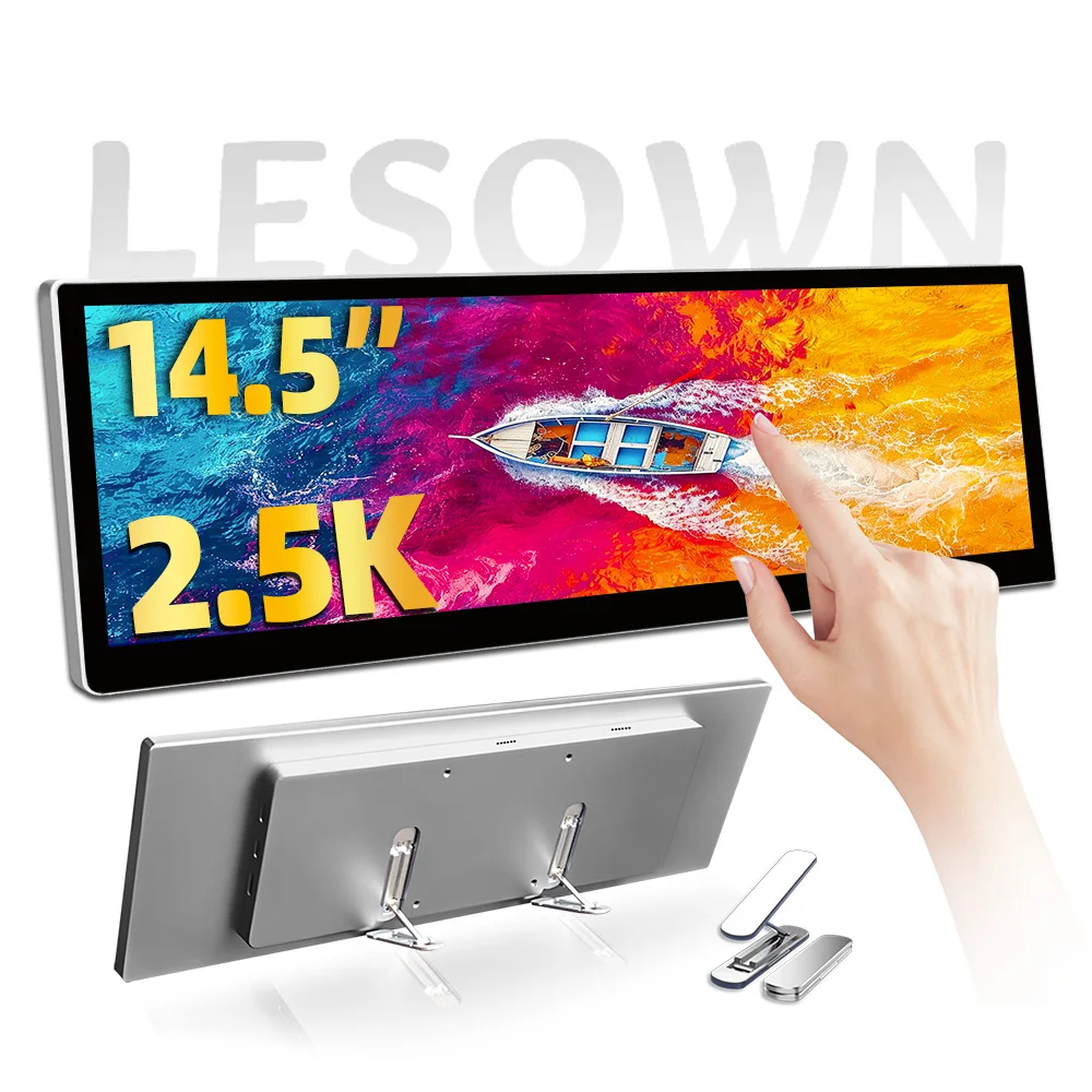 LESOWN 2.5K Bar Monitor 14.5 Inch 2560x720 IPS LCD Ultra-Slim Horizontal Display AIDA64 Sensor Panel for Laptop Gaming Consoles