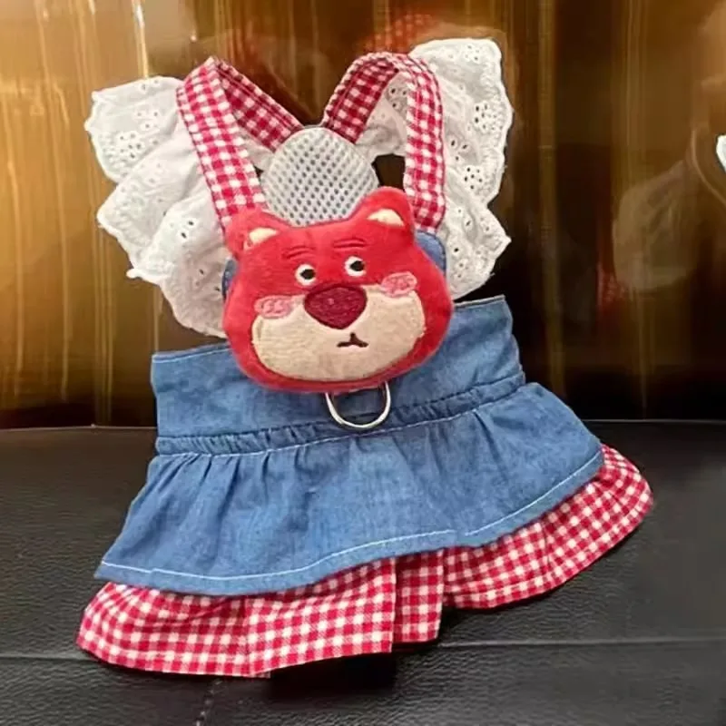 Pet Dog Clothes Cartoon Teddy Princess Skirt Small Dog Summer Breathable Strap with Traction Buckle Pet Presents