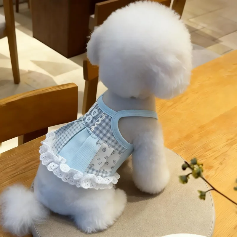 Floral Pet Princess Skirt Cat Clothes Spring/Summer Thin Bichon  Sling Yorkshire Home Clothing Dog Stuff