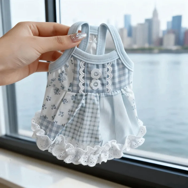 Floral Pet Princess Skirt Cat Clothes Spring/Summer Thin Bichon  Sling Yorkshire Home Clothing Dog Stuff