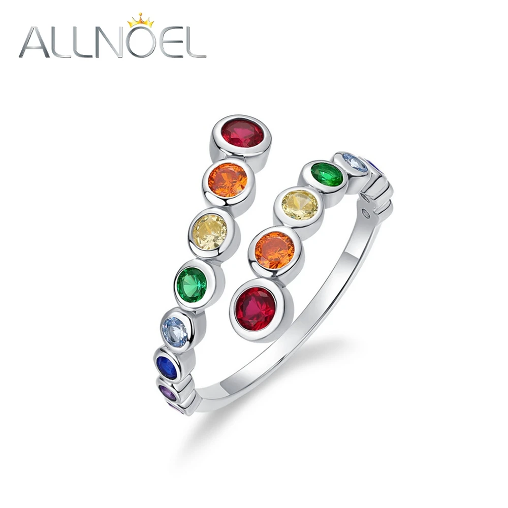 ALLNOEL 925 Sterling Silver Jewelry Set for Women Ring Clip Earrings Necklace Set Colorful Zircon Trendy Party Fine Jewelry Gift