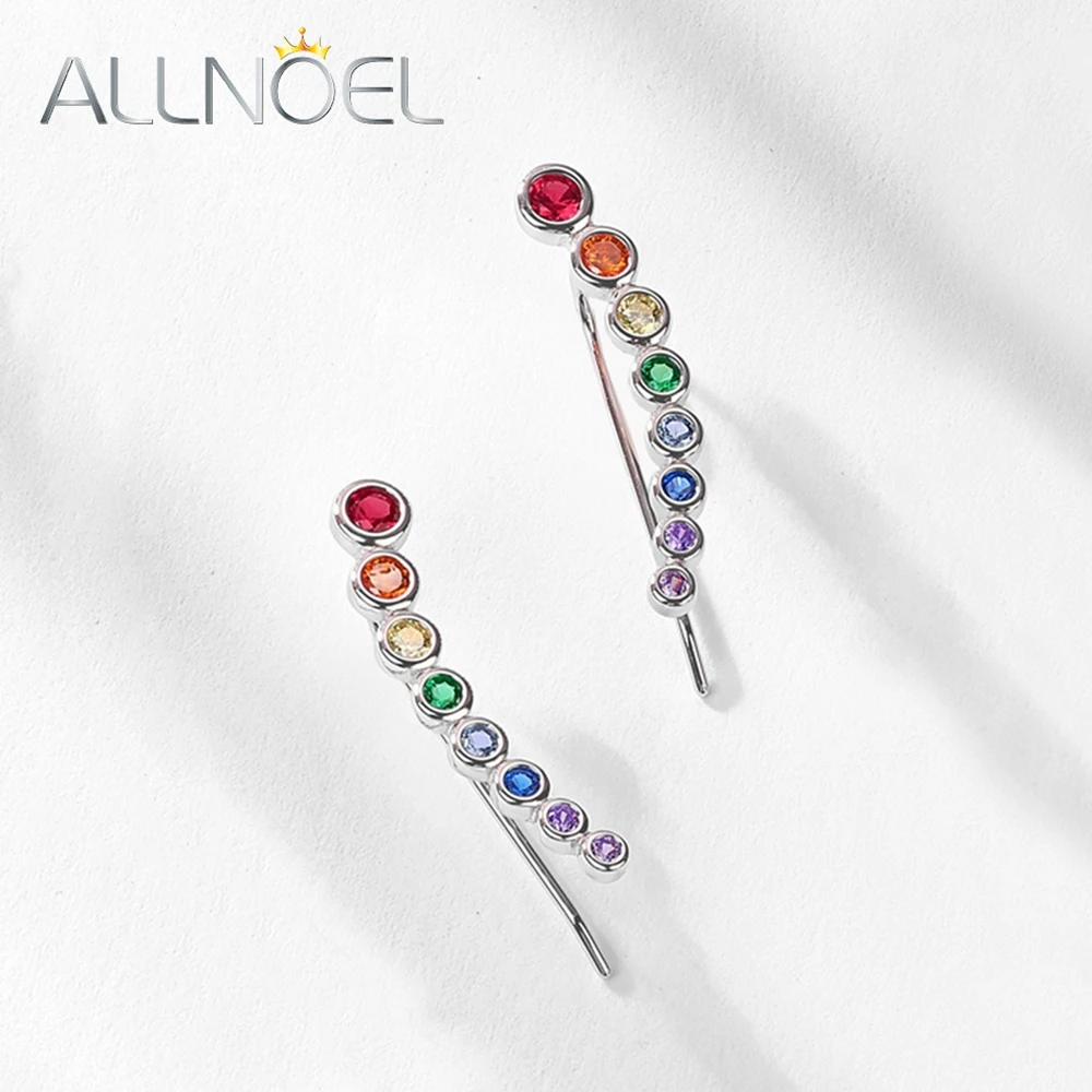 ALLNOEL 925 Sterling Silver Jewelry Set for Women Ring Clip Earrings Necklace Set Colorful Zircon Trendy Party Fine Jewelry Gift