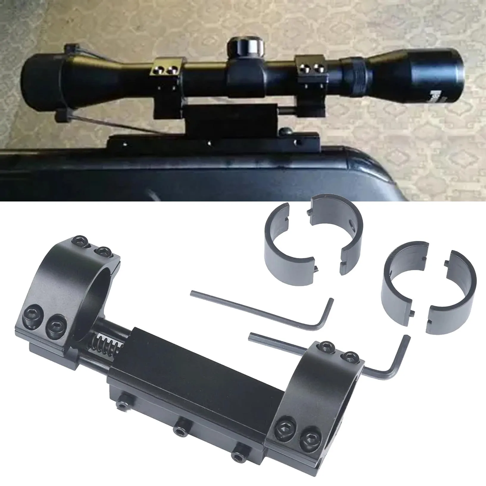 Zero Recoil Mount Scope Mount 25.4mm/30mm Rings W/Stop Pin Adapter 11/20mm 3/8' Dovetail Offset Scope Mount Cushion Impact
