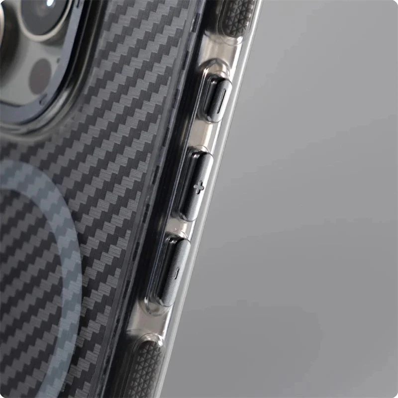 Luxury Carbon Fiber Pattern Non-Slip Shockproof Case For iPhone 17 16 Pro Max 15 14 13 12 Magnetic Wireless Charge Armor Cover
