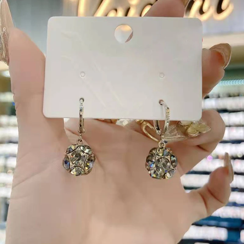 Simple Lucky Ball Diamond Women Cute Drop Earrings Lady Metal Stylish Dangle Earrings