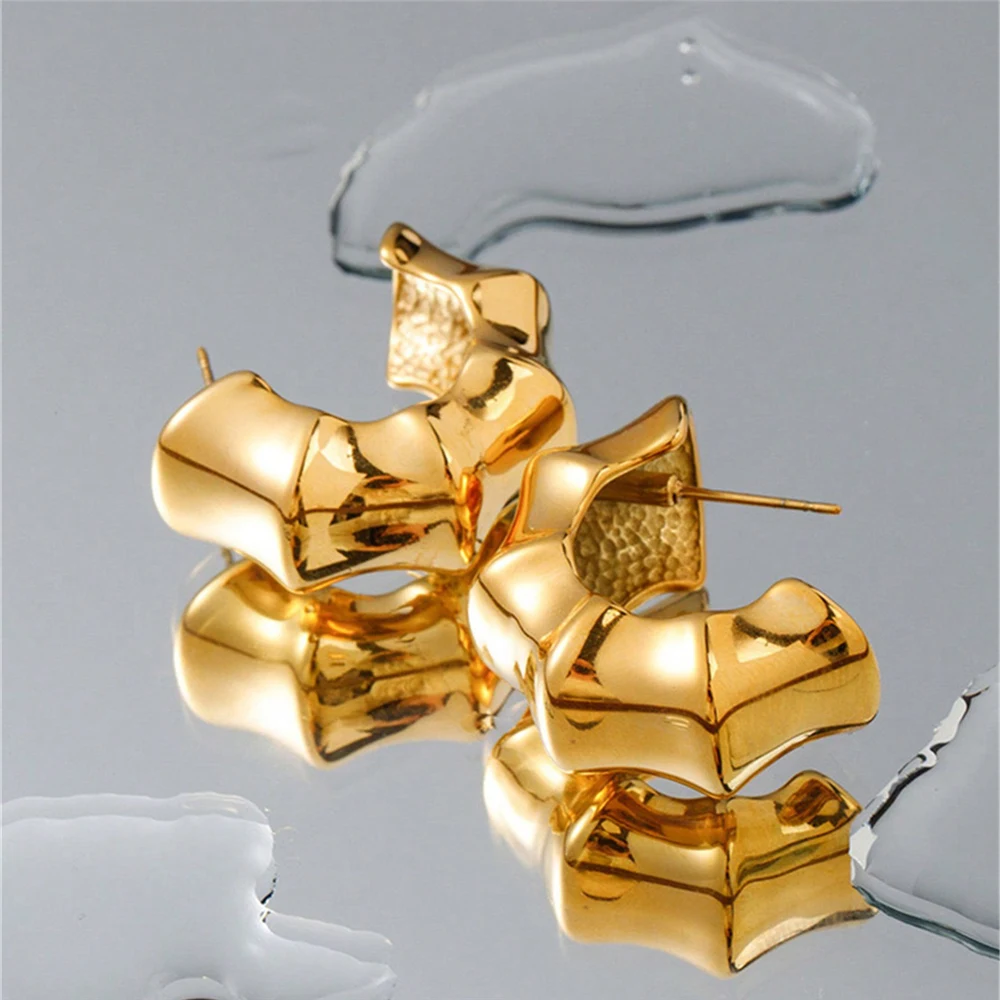 Elegant Fashion Bamboo Knot Earrings Luxury Ladies Accessory Stylish Jewelry Pair