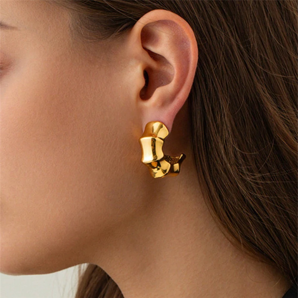 Elegant Fashion Bamboo Knot Earrings Luxury Ladies Accessory Stylish Jewelry Pair