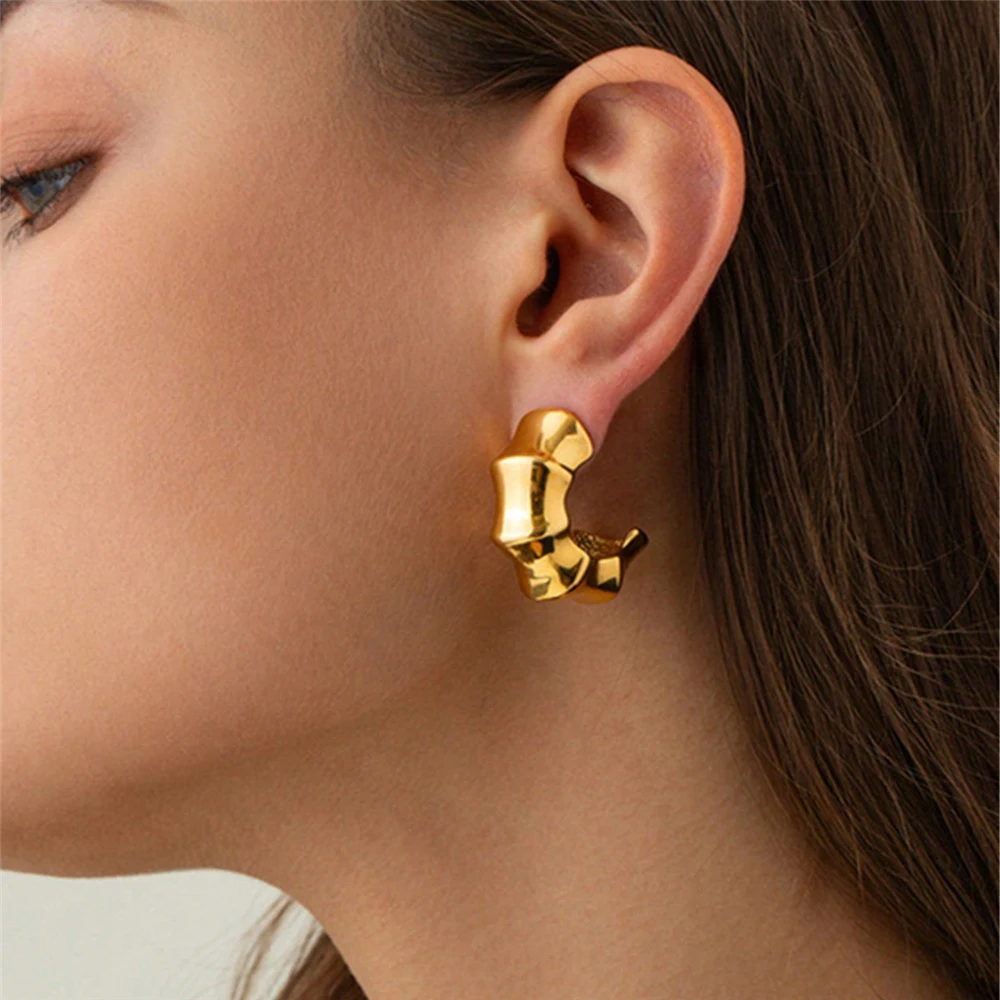 Elegant Fashion Bamboo Knot Earrings Luxury Ladies Accessory Stylish Jewelry Pair