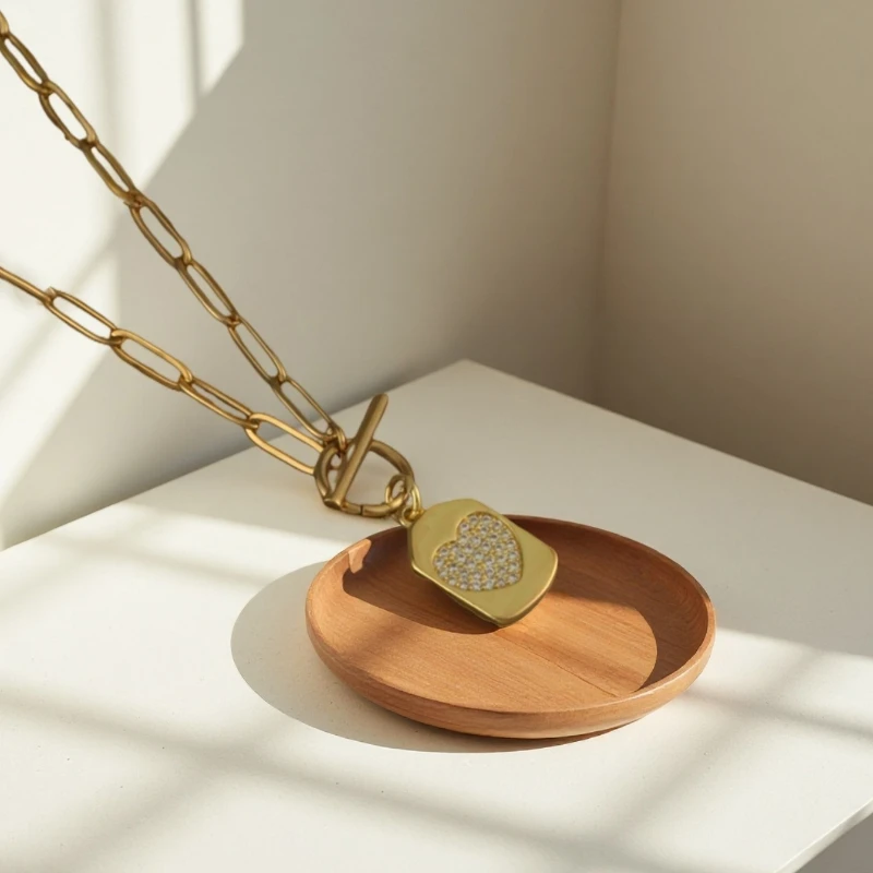 Fashionable Versatile Love Heart Pendant Ot Buckle Clavicle Chain Necklace For Women's Stylish Design Party Jewelry Gifts