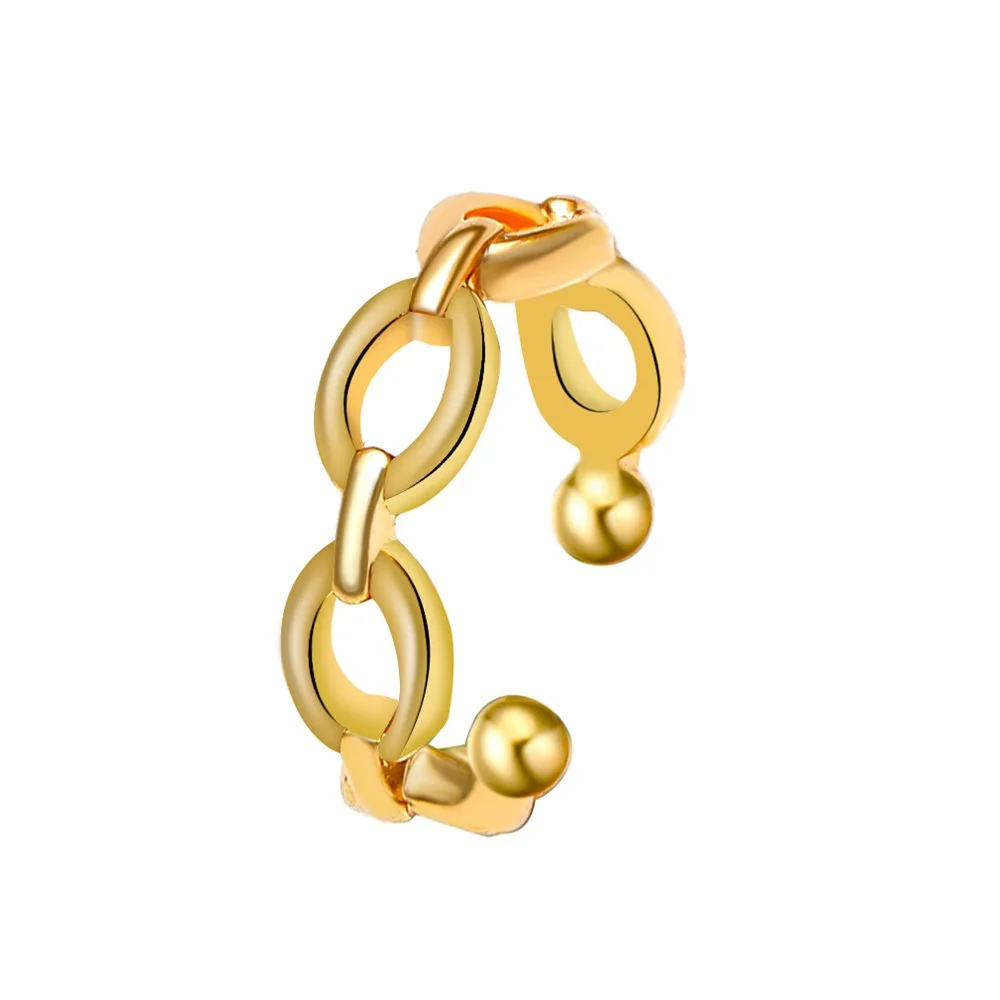Stylish Elegant Vintage Trendy  Exquisite Hollow Chain Circle Golden Silver Plated Women Ear Cuff Jewelry Clip Earrings
