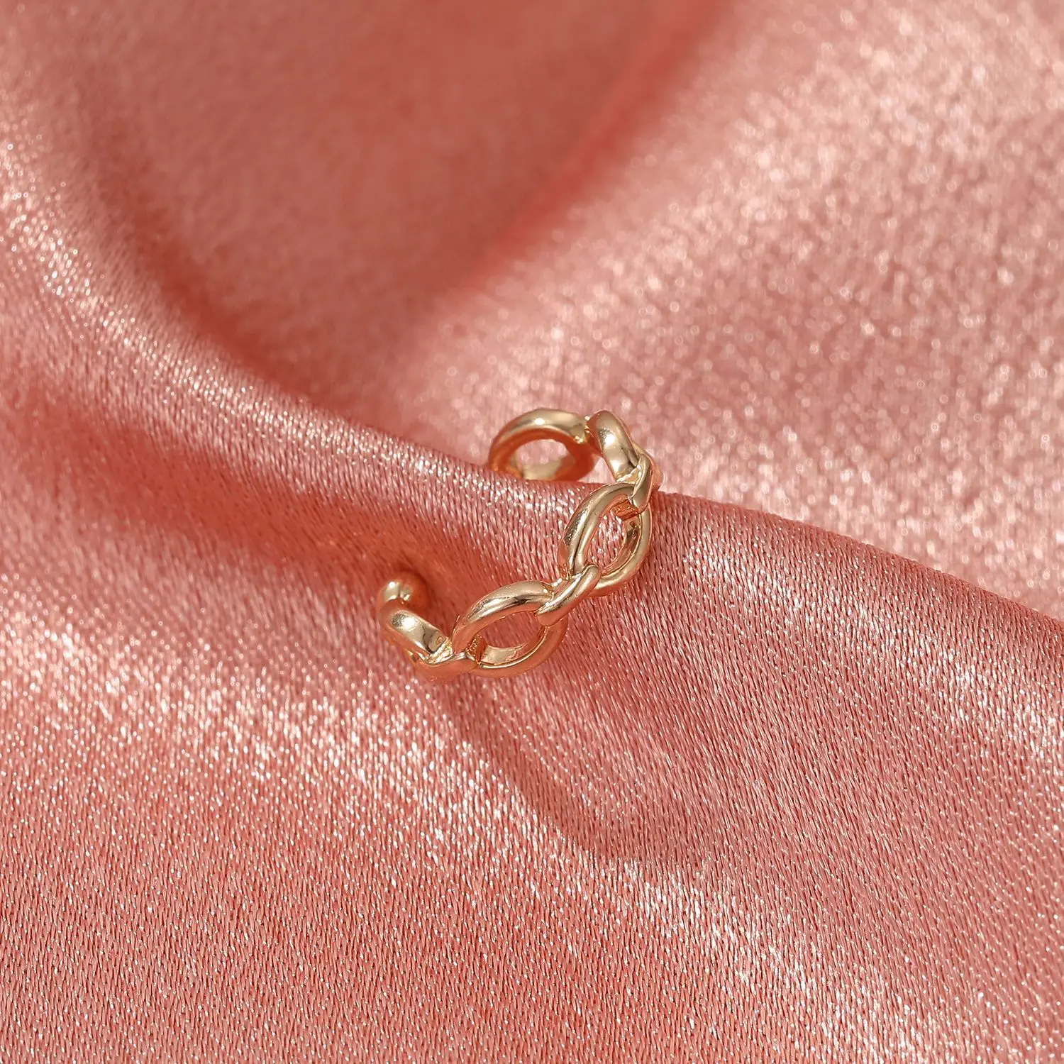 Stylish Elegant Vintage Trendy  Exquisite Hollow Chain Circle Golden Silver Plated Women Ear Cuff Jewelry Clip Earrings