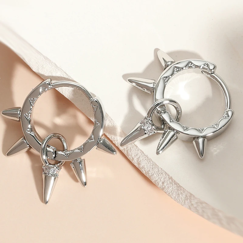 Ins Fresh Exaggerated Metal Thorn Earrings Unique Zircon-Embedded Niche Design Stud Versatile Stylish Women's Jewelry