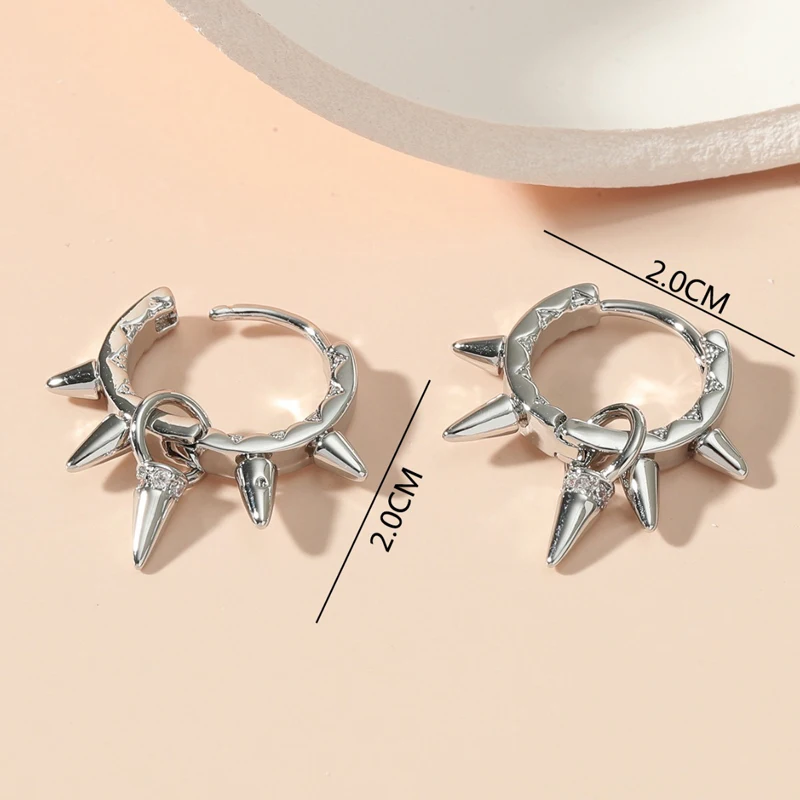 Ins Fresh Exaggerated Metal Thorn Earrings Unique Zircon-Embedded Niche Design Stud Versatile Stylish Women's Jewelry