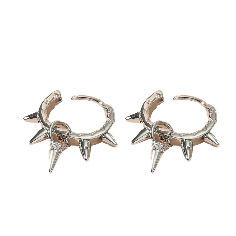 Ins Fresh Exaggerated Metal Thorn Earrings Unique Zircon-Embedded Niche Design Stud Versatile Stylish Women's Jewelry