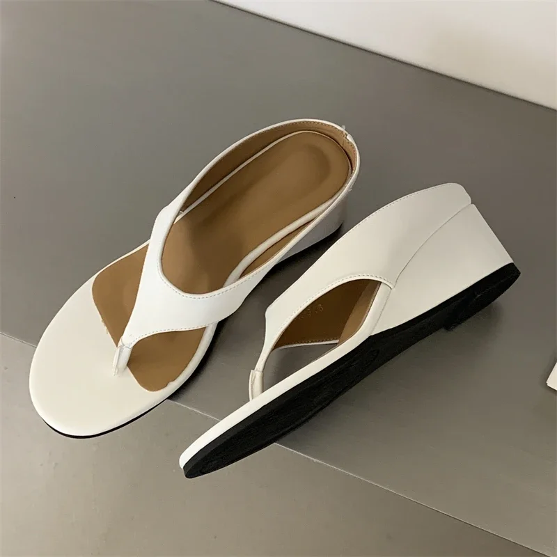Women's Thong Toe Minimalist Single Strap Slip on Wedge Heel Mules Casual Daily Summer Beach Vacation Footwear Drop Shipping