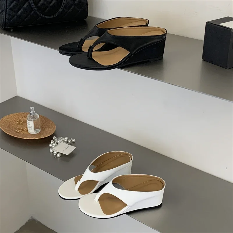 Women's Thong Toe Minimalist Single Strap Slip on Wedge Heel Mules Casual Daily Summer Beach Vacation Footwear Drop Shipping