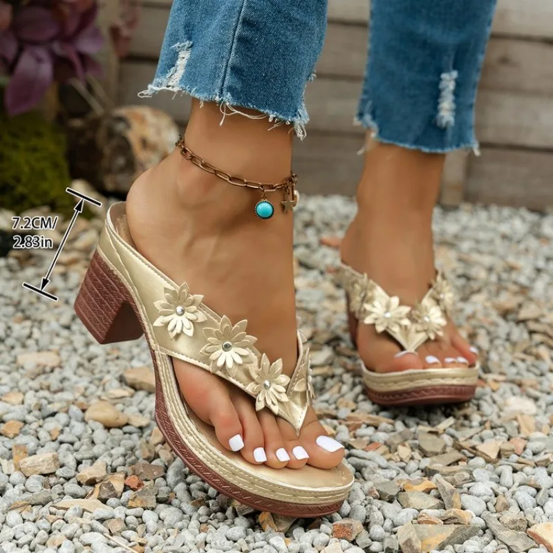 Fashionable Hot Sexy Elegant High Heels for Women Summer New Round Headed Fish Mouth Temperament Comfortable Casual Slippers