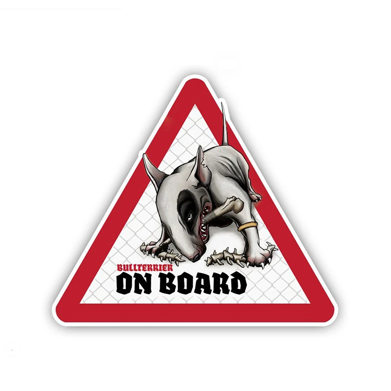 FUYOOHI Boutique Decals Exterior Accessories Bull Terrier Dog Car Stickers Dog on Board Decal Pet Dog Decal Dog Warning Sticker