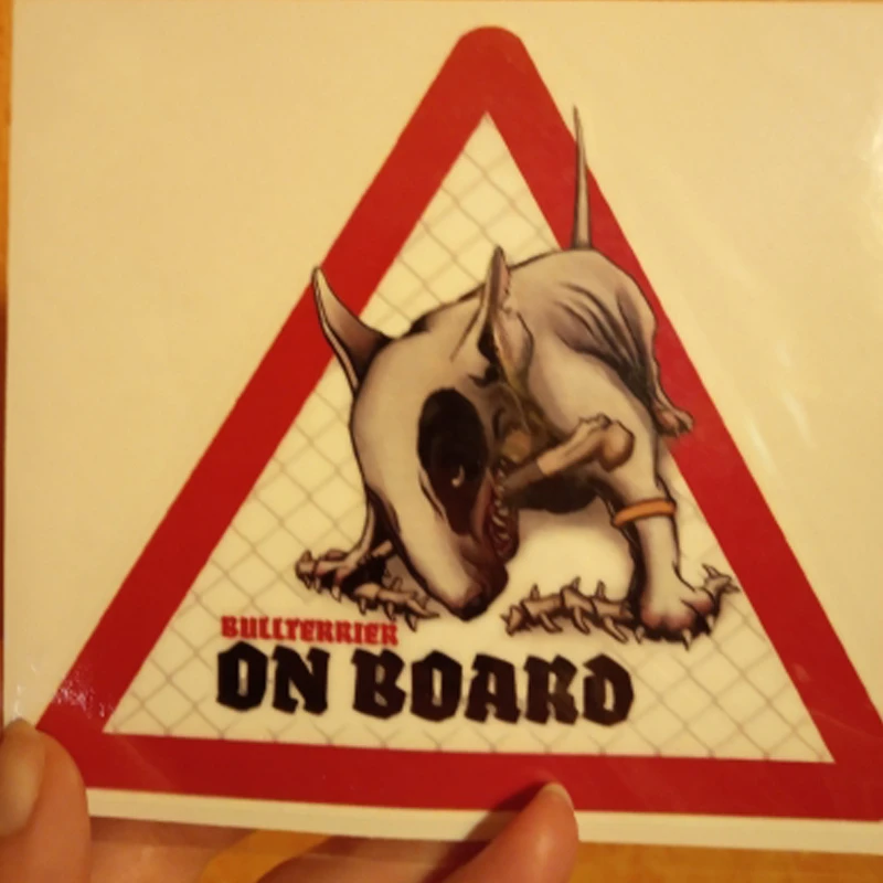 FUYOOHI Boutique Decals Exterior Accessories Bull Terrier Dog Car Stickers Dog on Board Decal Pet Dog Decal Dog Warning Sticker