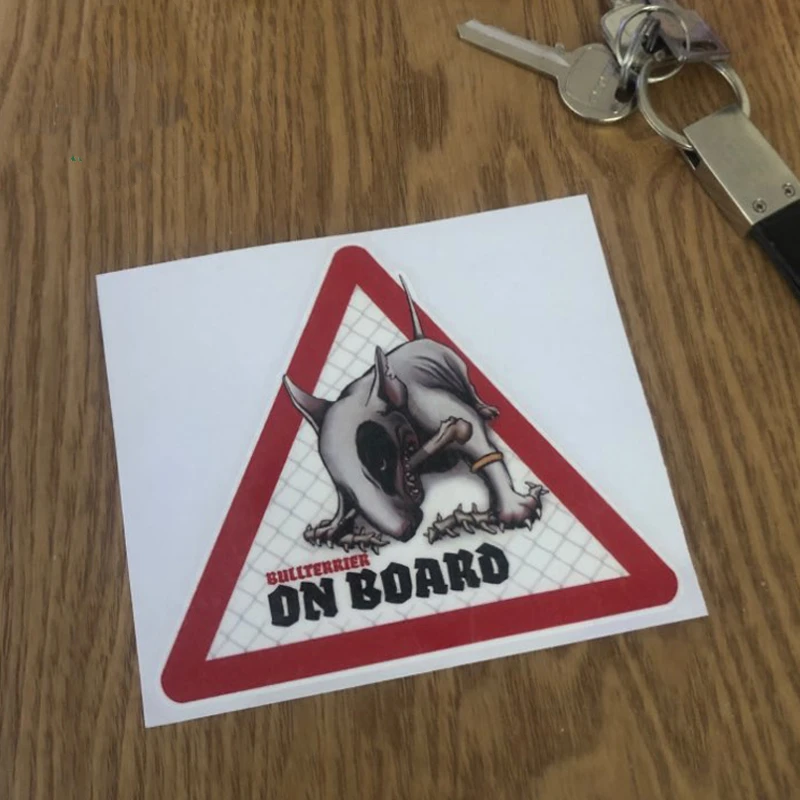 FUYOOHI Boutique Decals Exterior Accessories Bull Terrier Dog Car Stickers Dog on Board Decal Pet Dog Decal Dog Warning Sticker