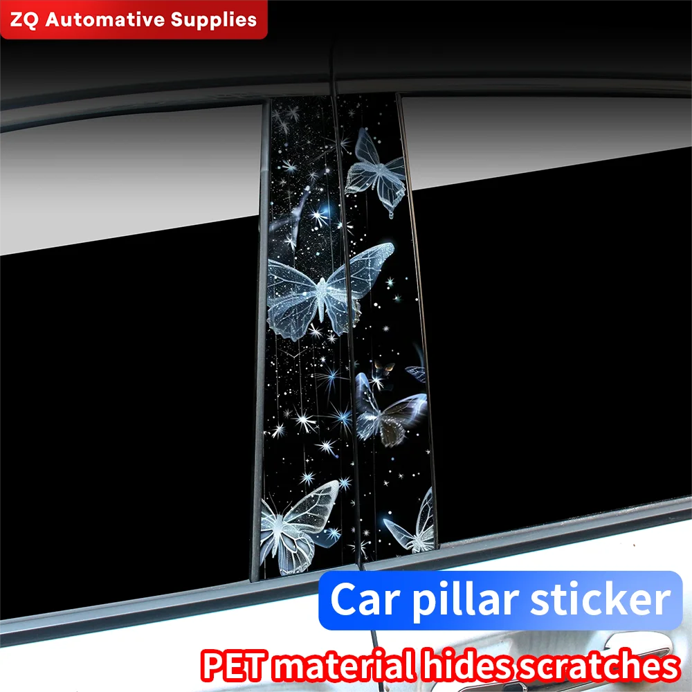 Pretty Butterflies Car Stickers Auto B Pillar Waterproof Animals Decor Cover Scratches Car Doors Pillar Vinyl Decals Accessories
