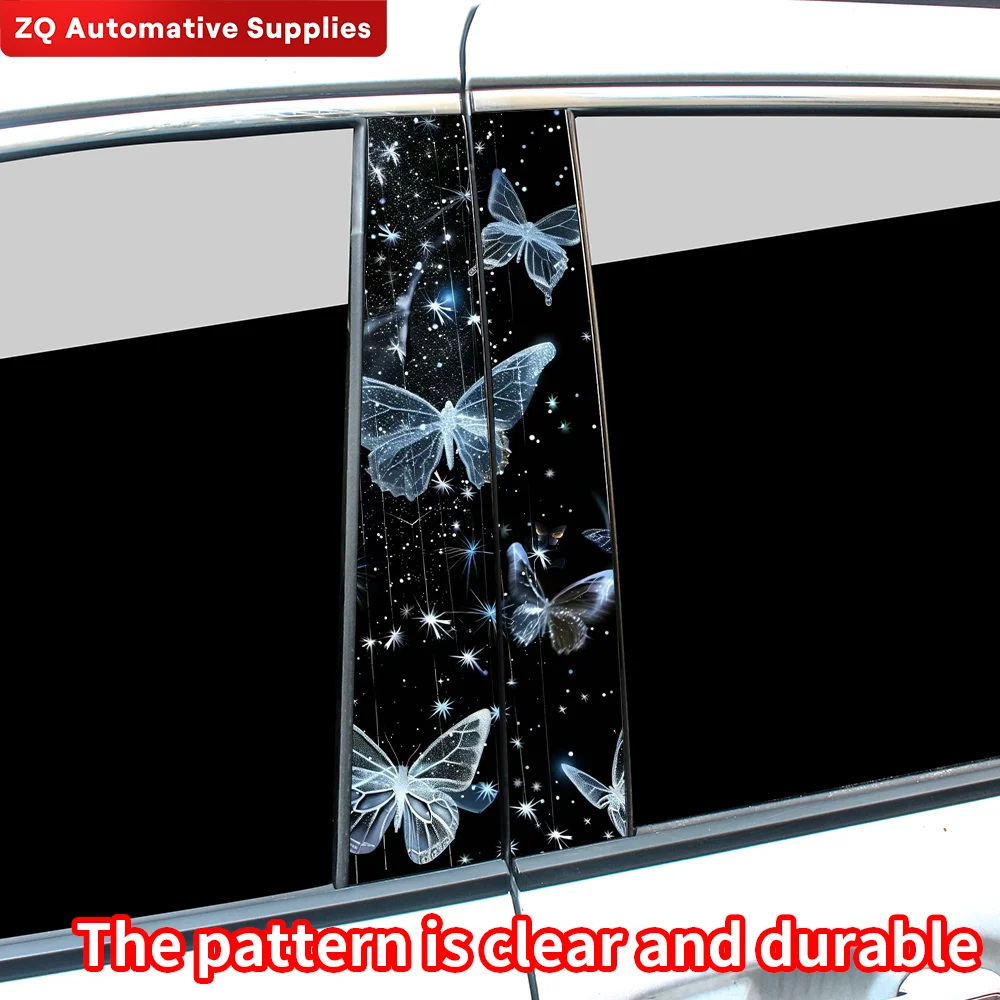 Pretty Butterflies Car Stickers Auto B Pillar Waterproof Animals Decor Cover Scratches Car Doors Pillar Vinyl Decals Accessories
