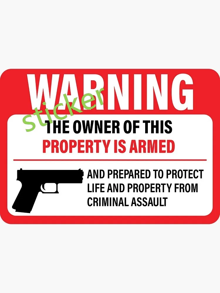 The Owner Armed Security Decal Funny Stickers  Decoration Window Bumper Motorcycle Laptop Trunk Accessories