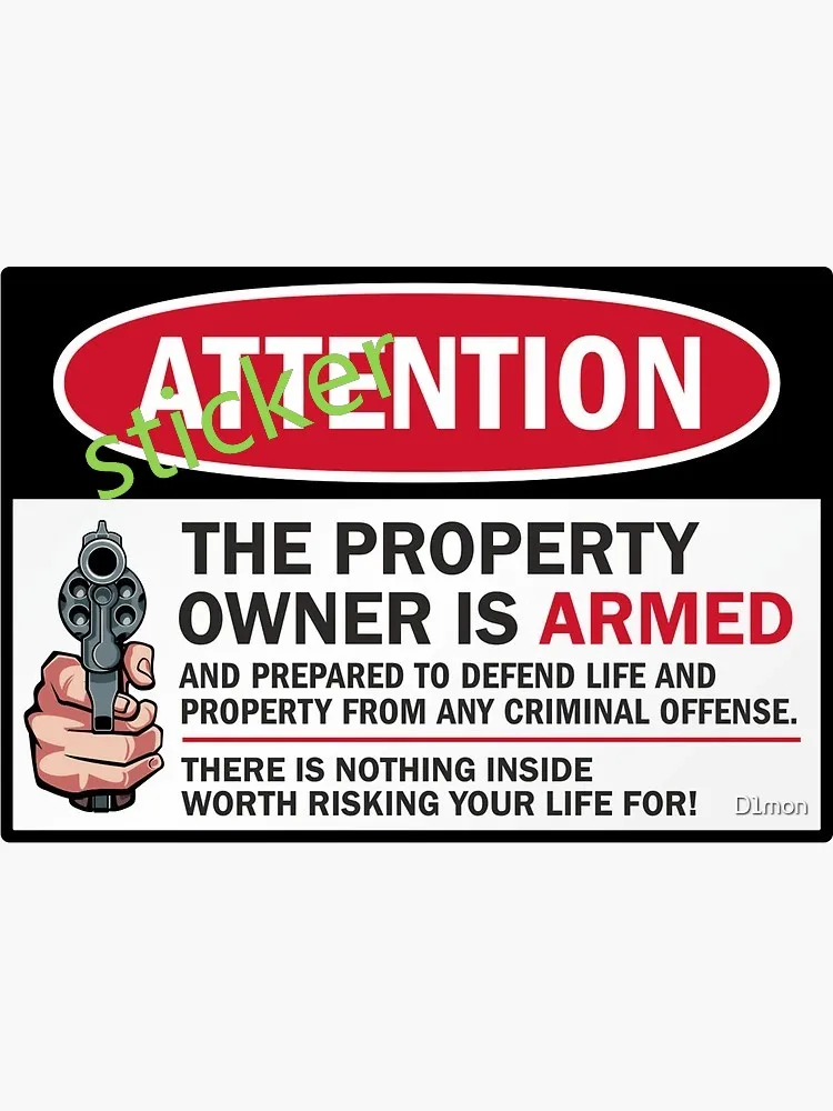 The Owner Armed Security Decal Funny Stickers  Decoration Window Bumper Motorcycle Laptop Trunk Accessories