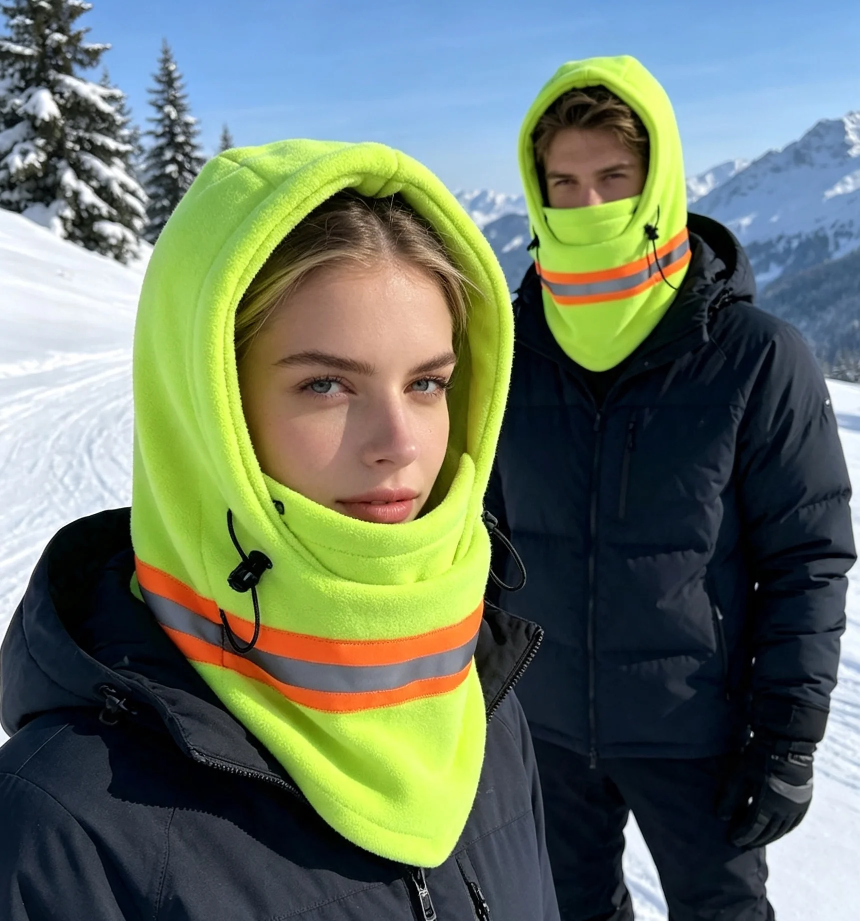 Men HiGH Visibility Reflective Winter Thermal Fleece Balaclava Mask Ski Motorcycle Full Face Mask Neck Cover Windproof