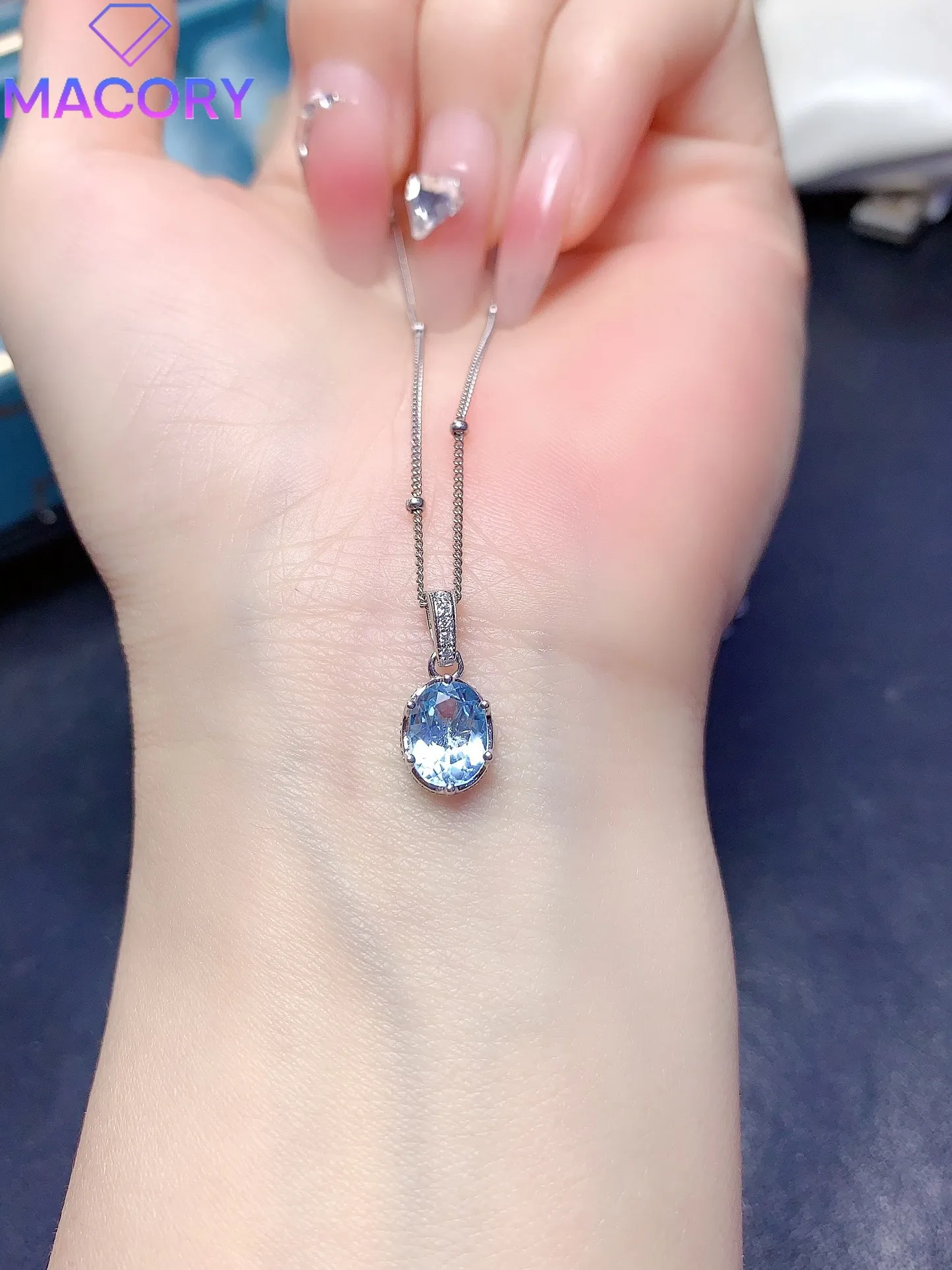 925 Sterling Silver Natural Opal Necklace Women's Sterling Silver Jewelry Certified Original Pendant Pure Women's Chain