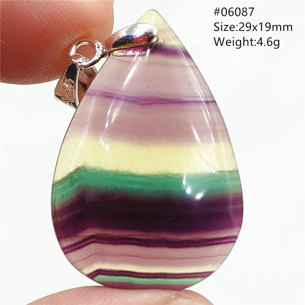 Natural Green Yellow Fluorite Quartz Pendant Necklace Water Drop Crystal Colorful Fluorite Rainbow Jewelry Rare Woman Men AAAAA