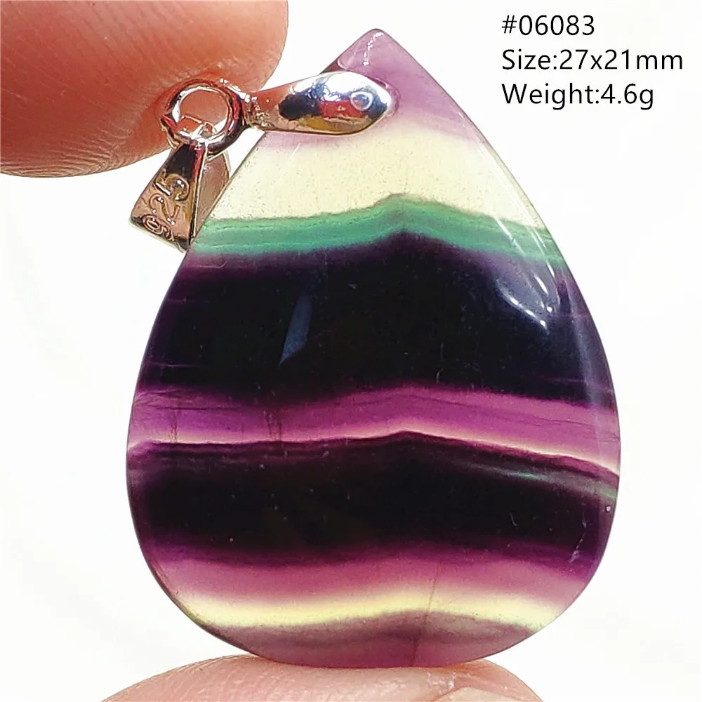 Natural Green Yellow Fluorite Quartz Pendant Necklace Water Drop Crystal Colorful Fluorite Rainbow Jewelry Rare Woman Men AAAAA