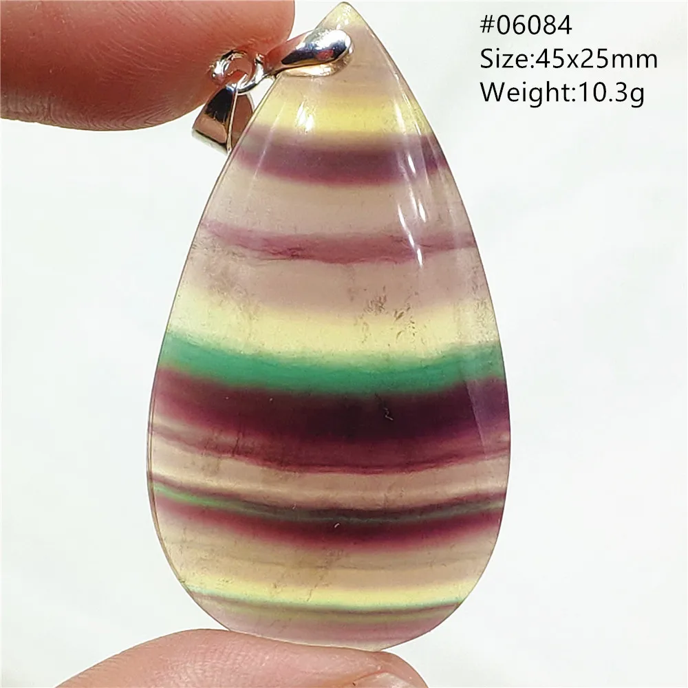 Natural Green Yellow Fluorite Quartz Pendant Necklace Water Drop Crystal Colorful Fluorite Rainbow Jewelry Rare Woman Men AAAAA