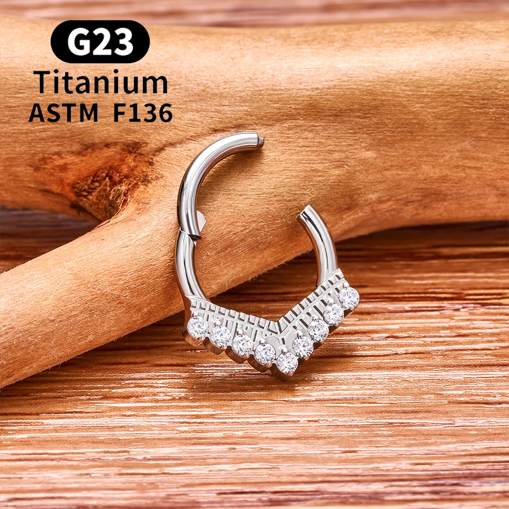 G23 Titanium Piercing EAR Nose Ring Hoops 16G CZ Hinged Segment Septum Clicker Ring Tragus Cartilage Helix Pierc Body Jewelry