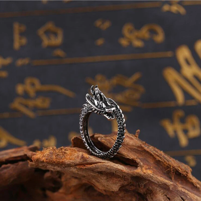 1 Pcs Cool Opening Rings Unisex Ring Men Women Jewelry Adjustable Sterling Dragon Ring Good Gifts Alloy Animal Metal Unisex