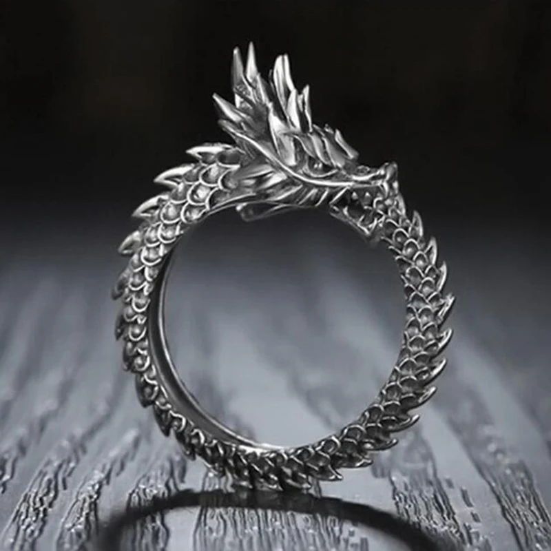 1 Pcs Cool Opening Rings Unisex Ring Men Women Jewelry Adjustable Sterling Dragon Ring Good Gifts Alloy Animal Metal Unisex