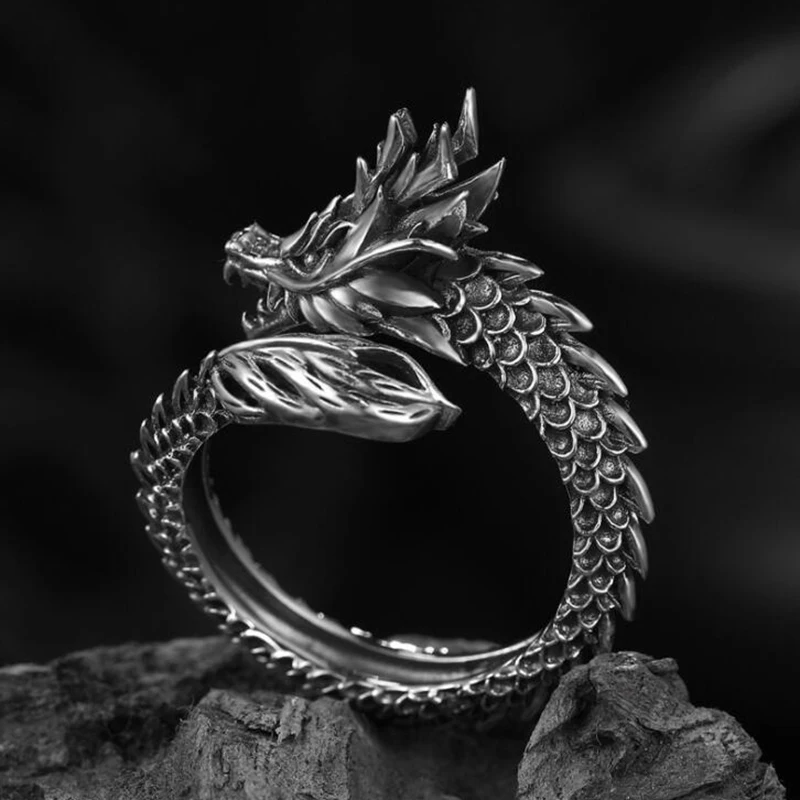 1 Pcs Cool Opening Rings Unisex Ring Men Women Jewelry Adjustable Sterling Dragon Ring Good Gifts Alloy Animal Metal Unisex
