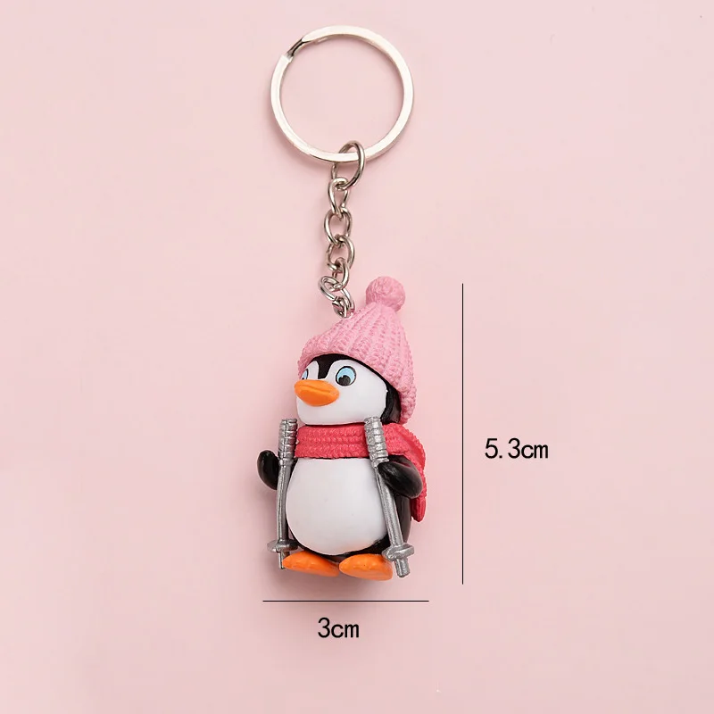 4pcs/lot Cute Penguin Keychain Cartoon Penguins Keychains Punk Style Animal Pendant Key Rings For Women Bag Keyring