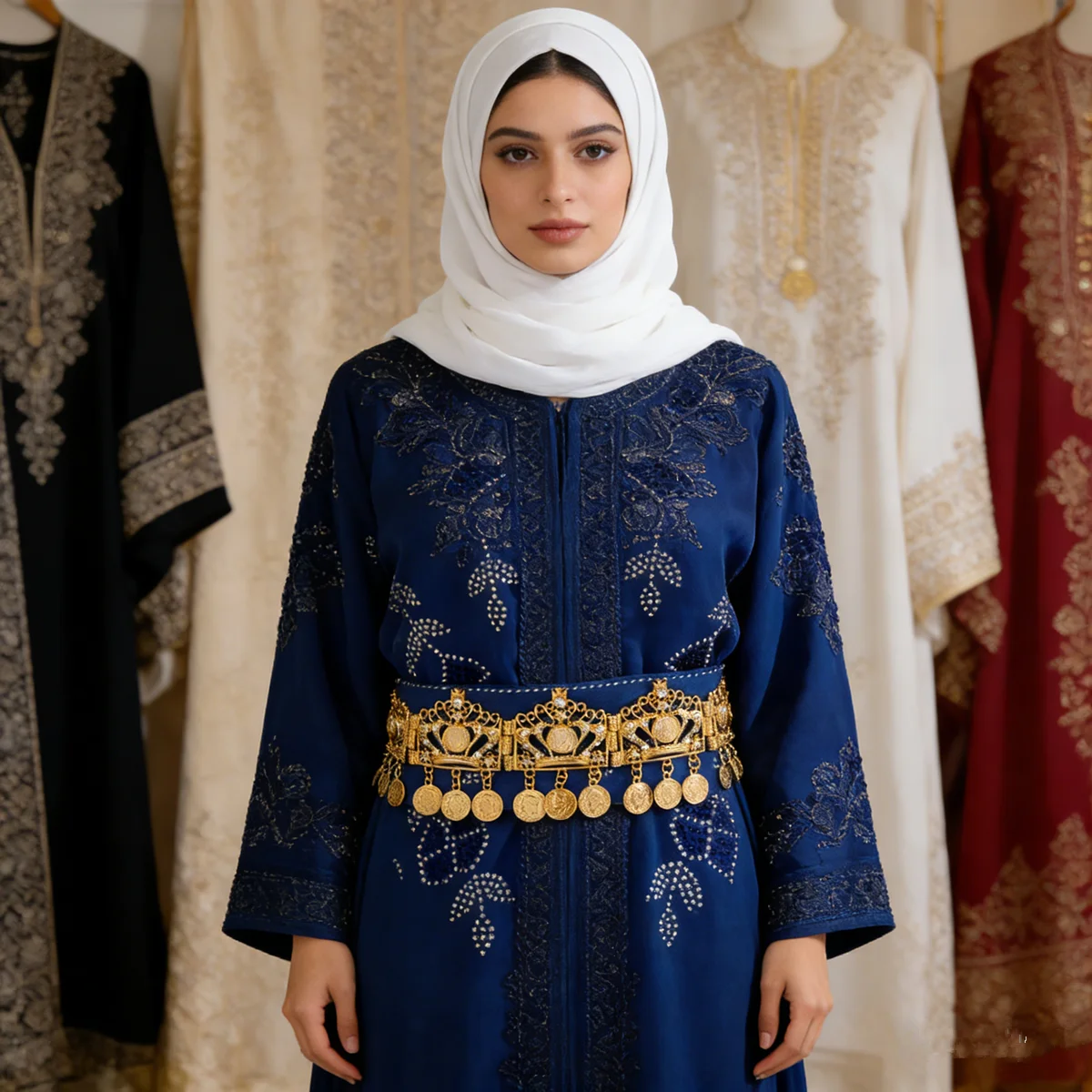 Middle Eastern Traditional Golden Tassel Waist Chain for Women Vintage Ethnic Wedding Party Dress Belt Arabic Bridal Belt