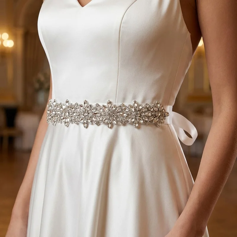 Luxury Heavy Work Handmade Rhinestone Bridal Waist Chain Sparkling Crystal Wedding Dress Belt Elegant Waist Necklace Jewelry New